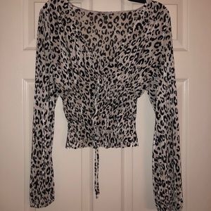 ZARA Black White Cheetah Top NWOT